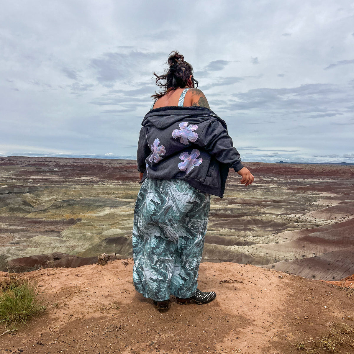 Cosmic Bloom Zip Hoodie – One of a Kind Upcycled Statement Piece