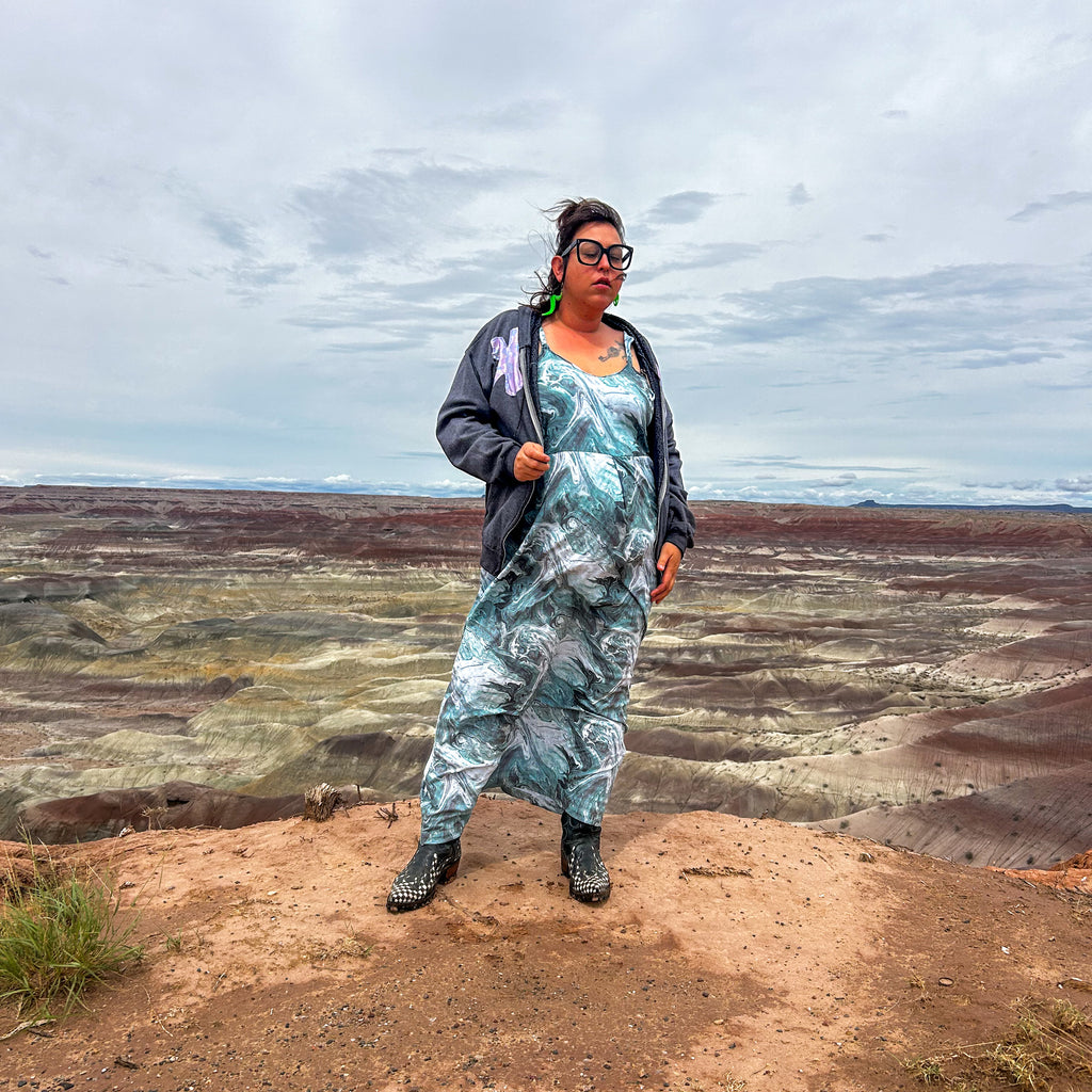Marble Mirage Maxi Dress – One of a Kind Upcycled Statement Piece