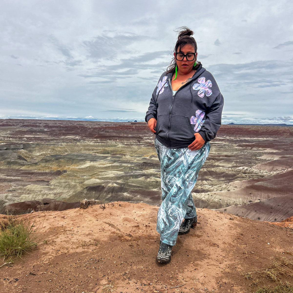 Cosmic Bloom Zip Hoodie – One of a Kind Upcycled Statement Piece