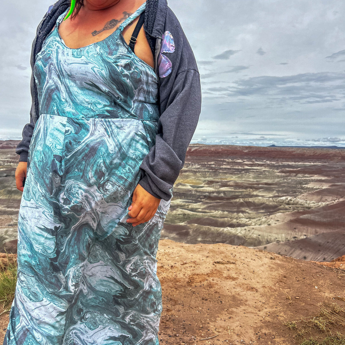 Marble Mirage Maxi Dress – One of a Kind Upcycled Statement Piece