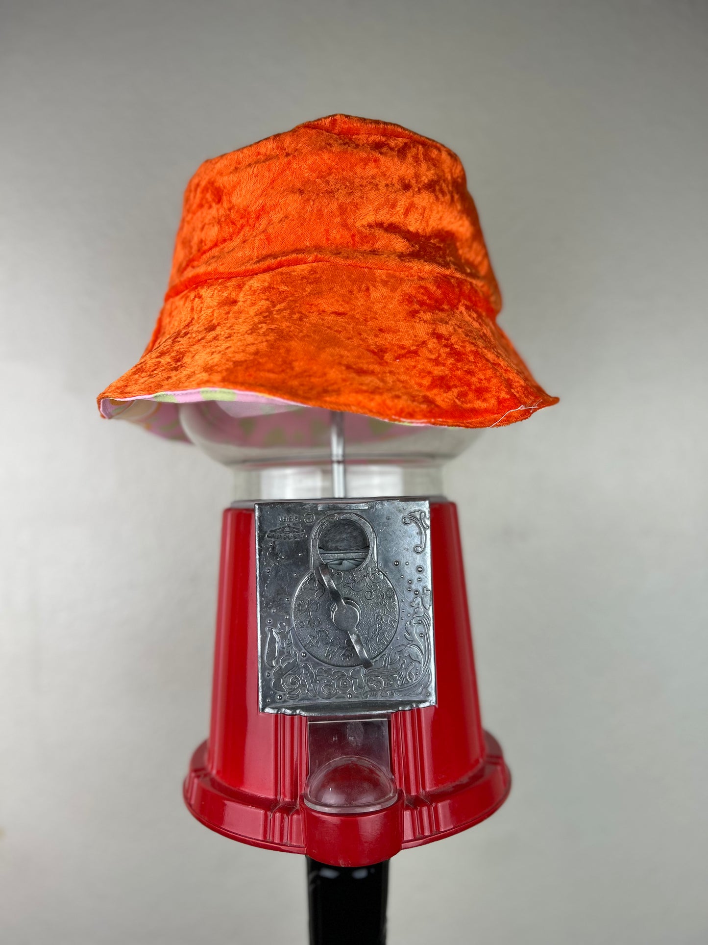 Vintage Orange and Floral Reversible Bucket Hat