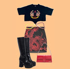 Dragon Charm Crop – One of a Kind Upcycled Statement Piece