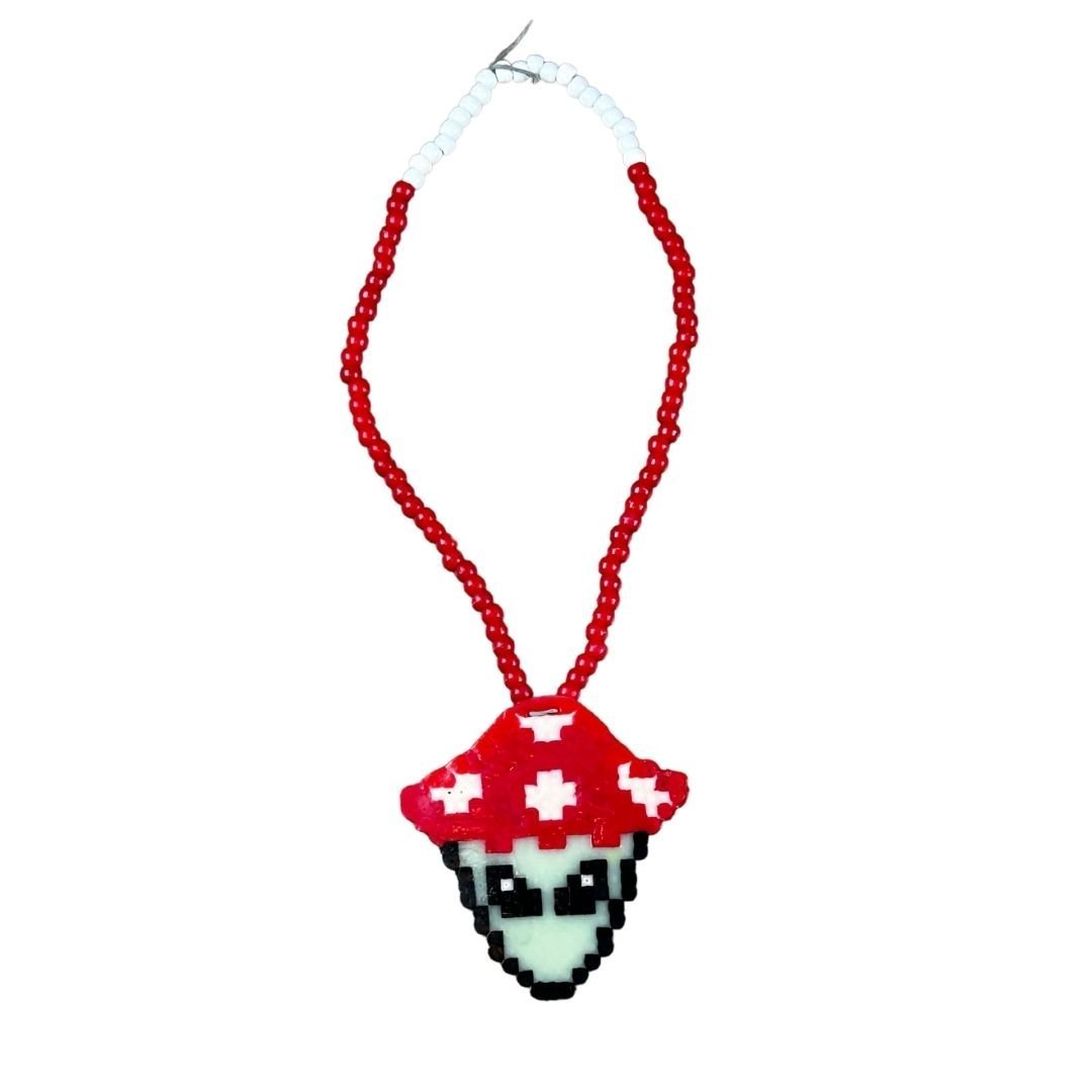 Alien Mushroom Perler Necklace – Handmade & Psychedelic AF
