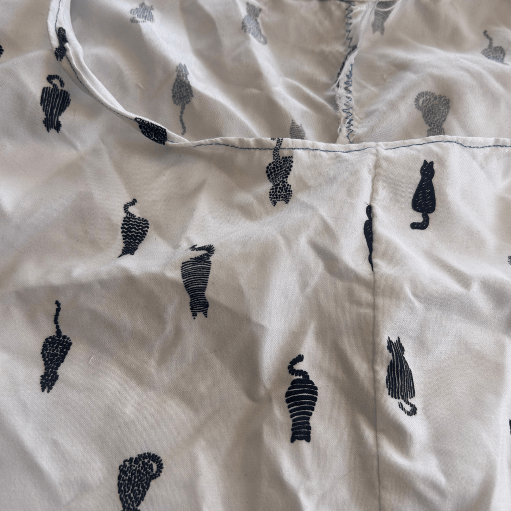 Black Cat Print Crop Top – Handmade from Upcycled Bedsheet - The Modern Alien