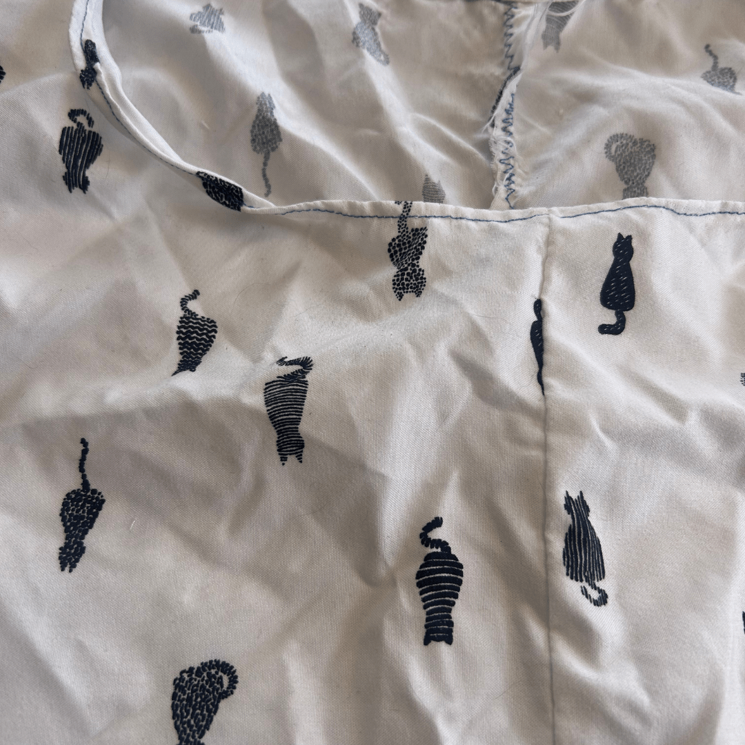 Black Cat Print Crop Top – Handmade from Upcycled Bedsheet - The Modern Alien
