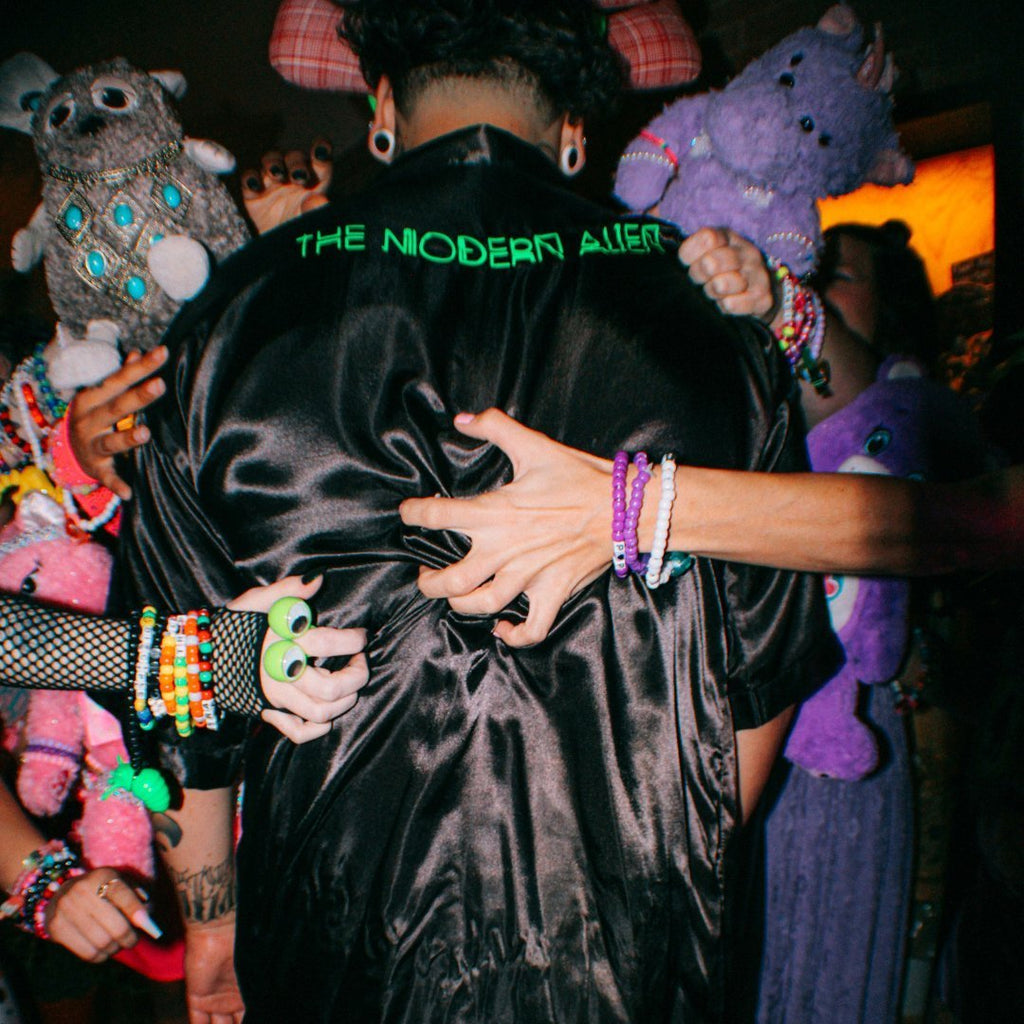 Black & Green Silk Robe – Handmade Statement Loungewear - The Modern Alien