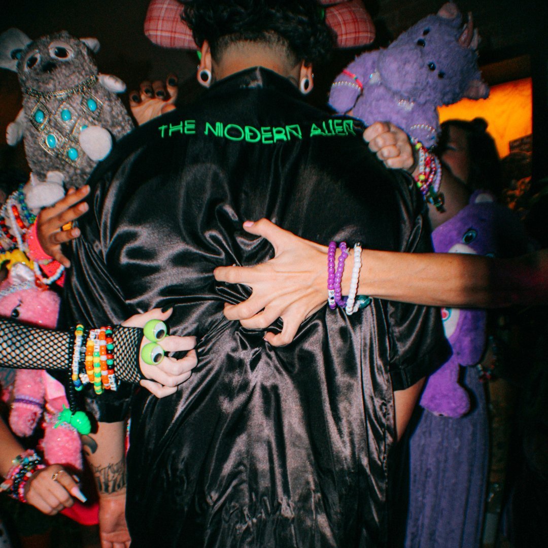 Black & Green Silk Robe – Handmade Statement Loungewear - The Modern Alien