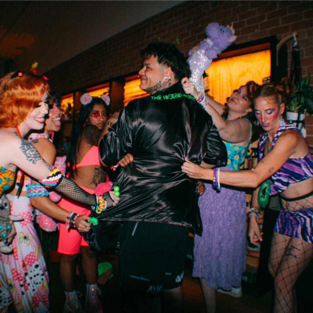 Black & Green Silk Robe – Handmade Statement Loungewear - The Modern Alien