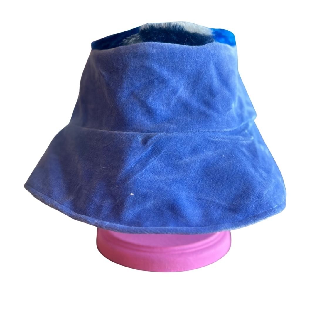 Blue Fur Reversible Bucket Hat – Handmade & One-of-a-Kind