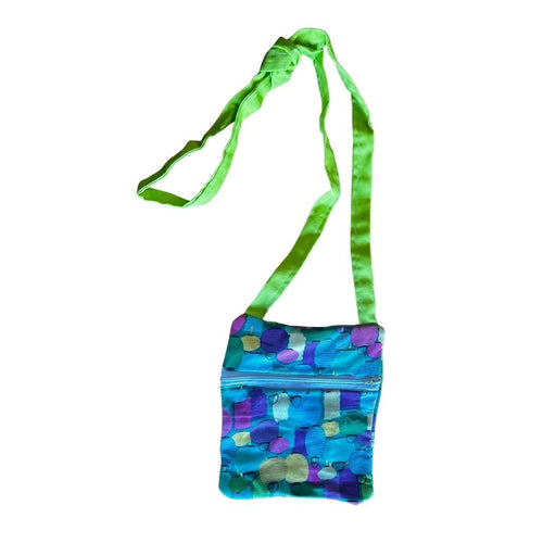 Blue + Green Handmade Crossbody Bag | Upcycled Fabric Purse | One - of - a - Kind - The Modern Alien