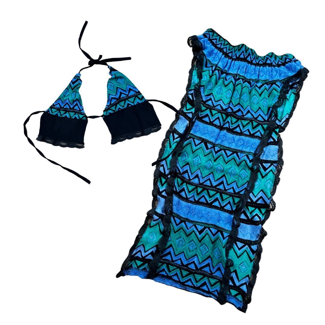 Boho Mesh Two-Piece Set – Handmade & Upcycled