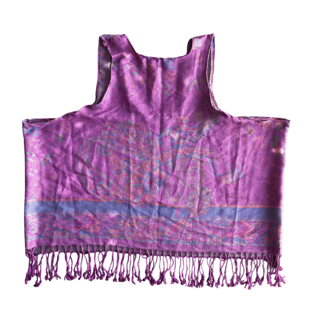 Boho Pashmina Crop Top – Fringe Tank in Purple Paisley - The Modern Alien