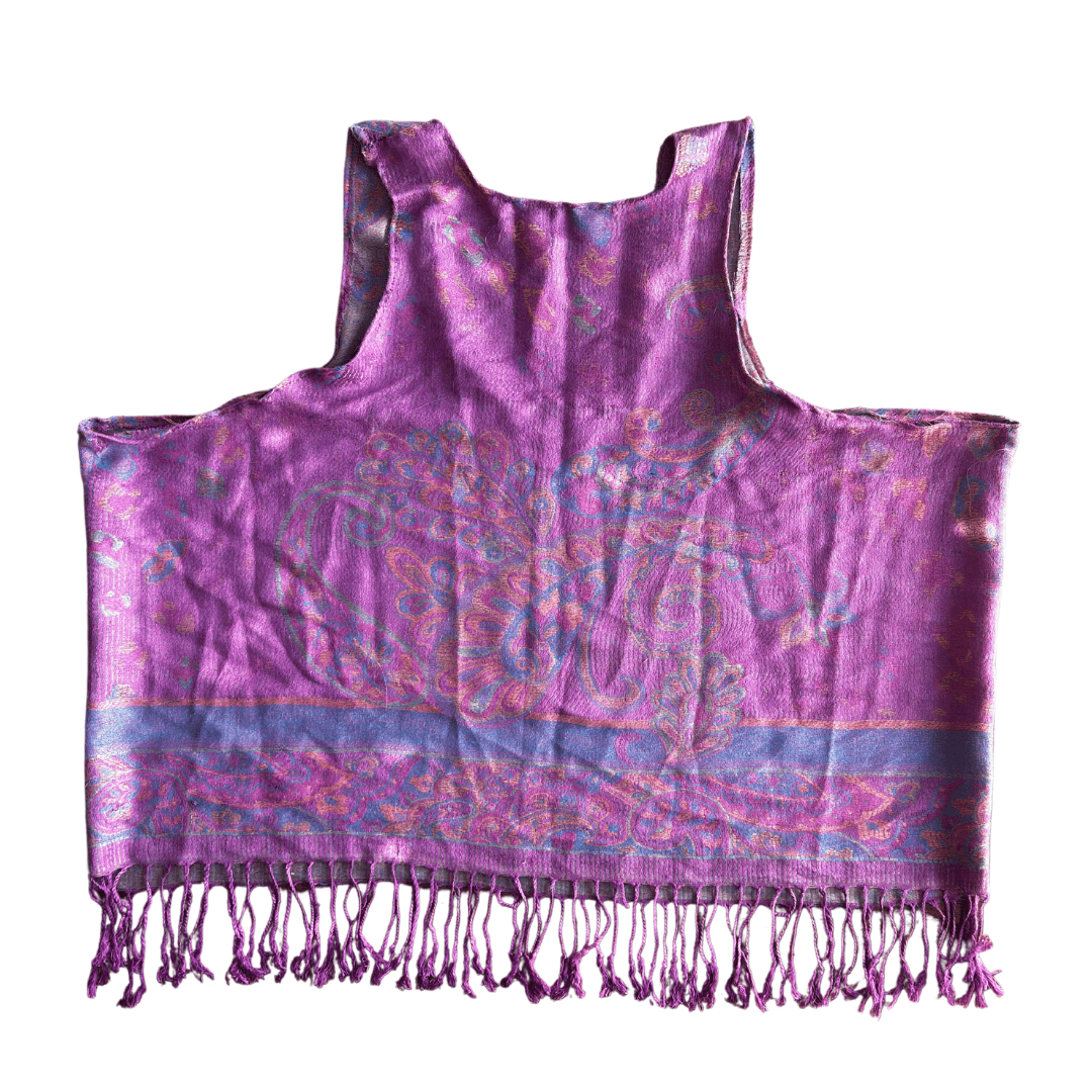 Boho Pashmina Crop Top – Fringe Tank in Purple Paisley - The Modern Alien