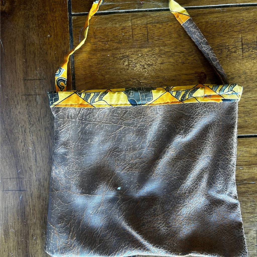Brown + Yellow Patchwork Crossbody Bag | Upcycled Fabric Purse | One - of - a - Kind - The Modern Alien