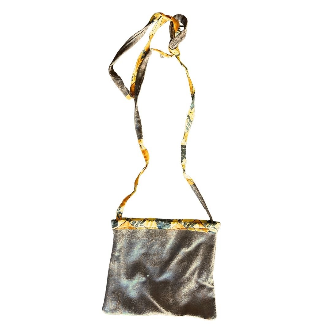 Brown + Yellow Patchwork Crossbody Bag | Upcycled Fabric Purse | One - of - a - Kind - The Modern Alien
