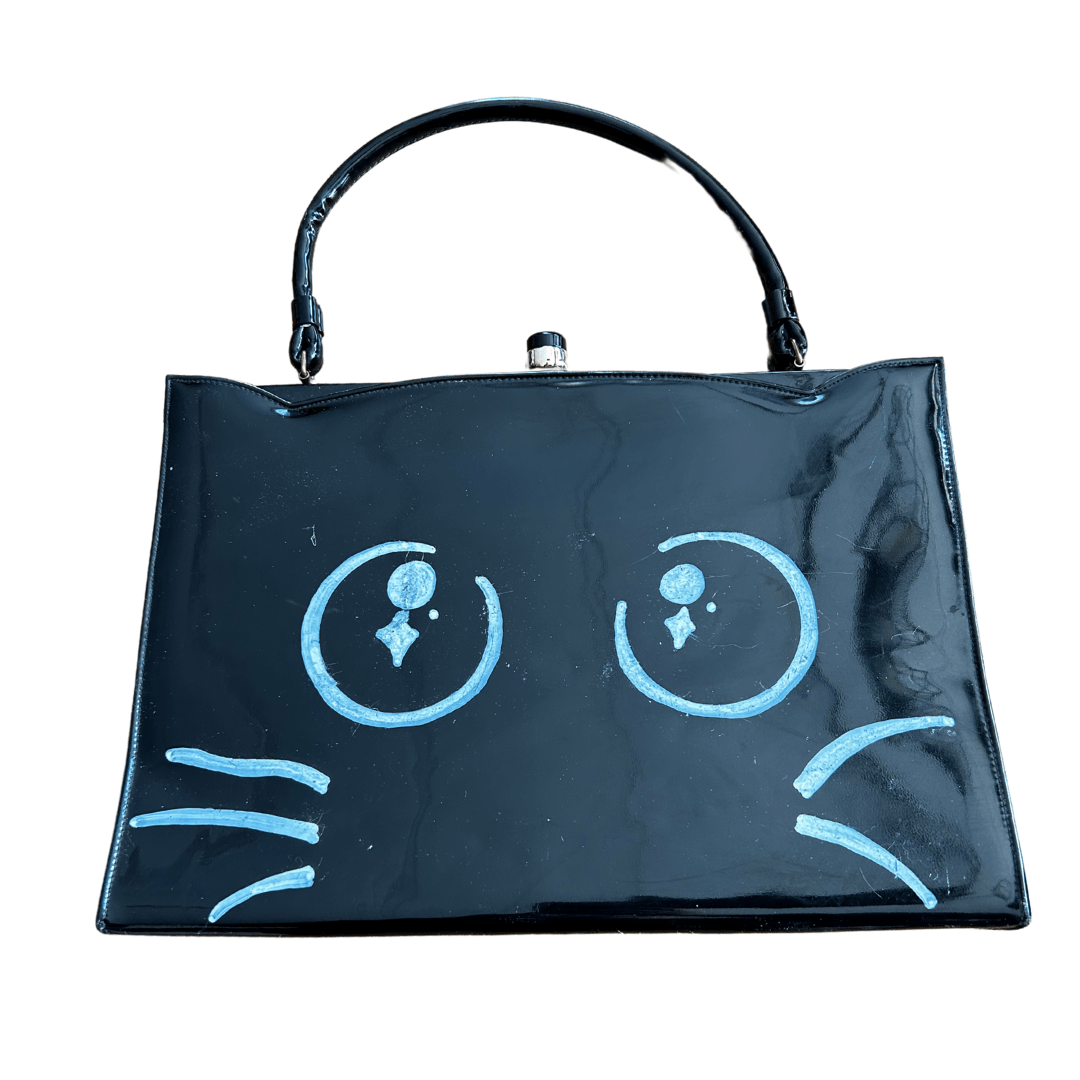 Cat Face Purse – Hand-Painted & Upcycled from Vinyl