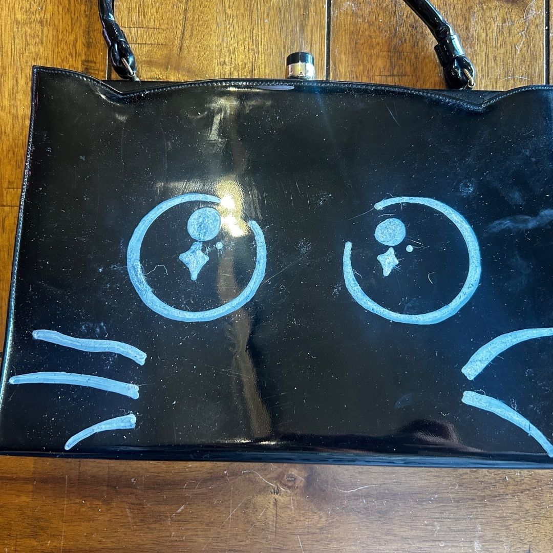 Cat Face Purse – Hand - Painted & Upcycled from Vinyl - The Modern Alien