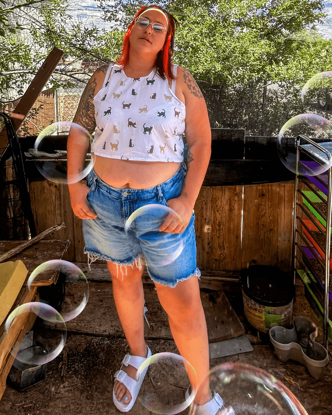 Cat Print Crop Top – Handmade from Upcycled Bedsheet