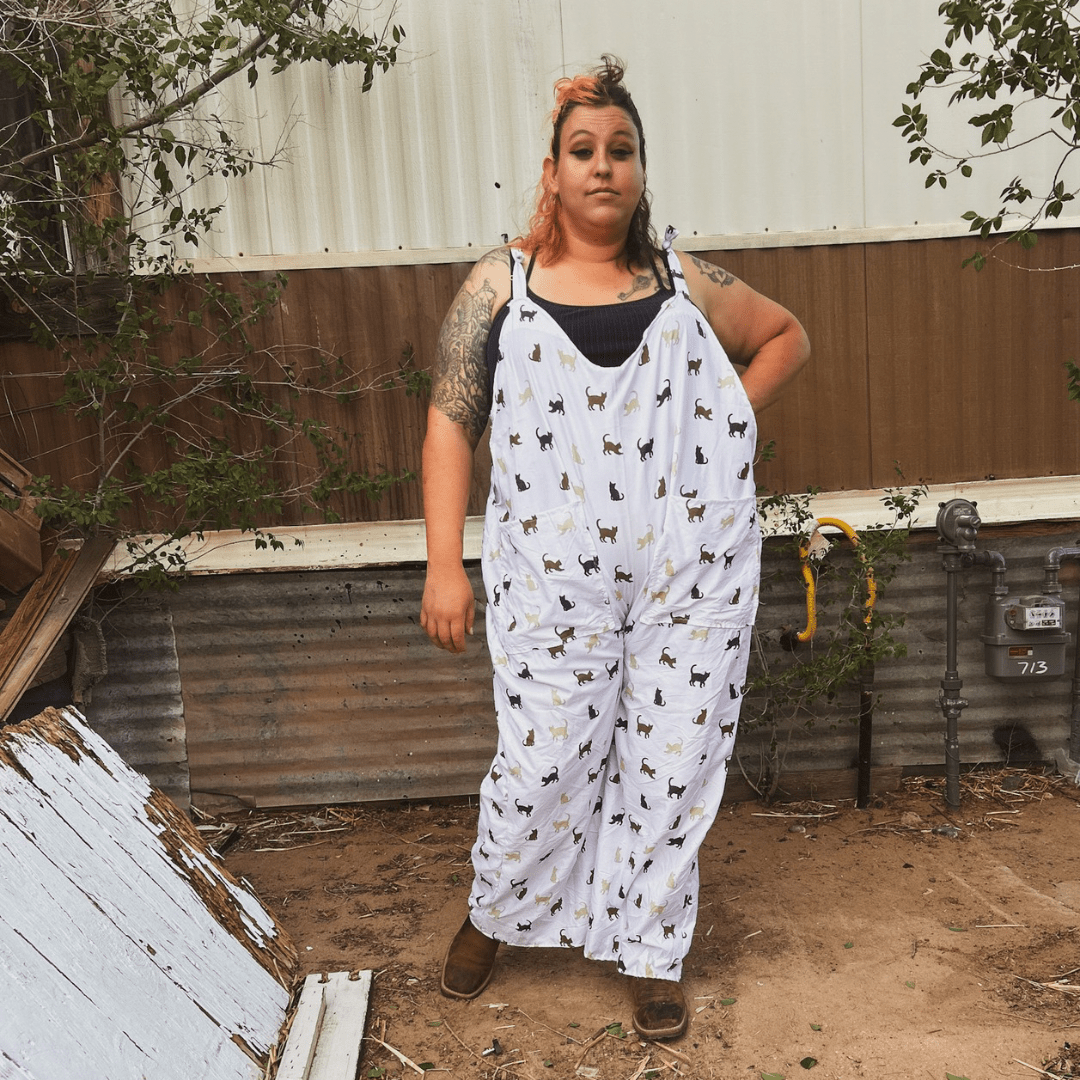 Cat Print Jumpsuit – Handmade & Upcycled from Bedsheet - The Modern Alien