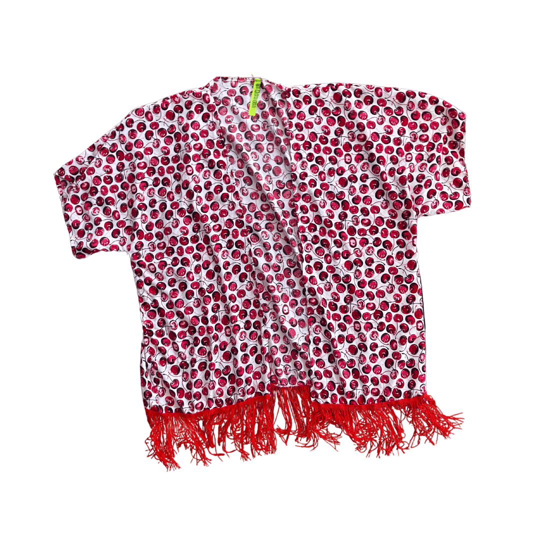 Cherry Pop Fringe Kimono – Handmade from Upcycled Bedsheet - The Modern Alien