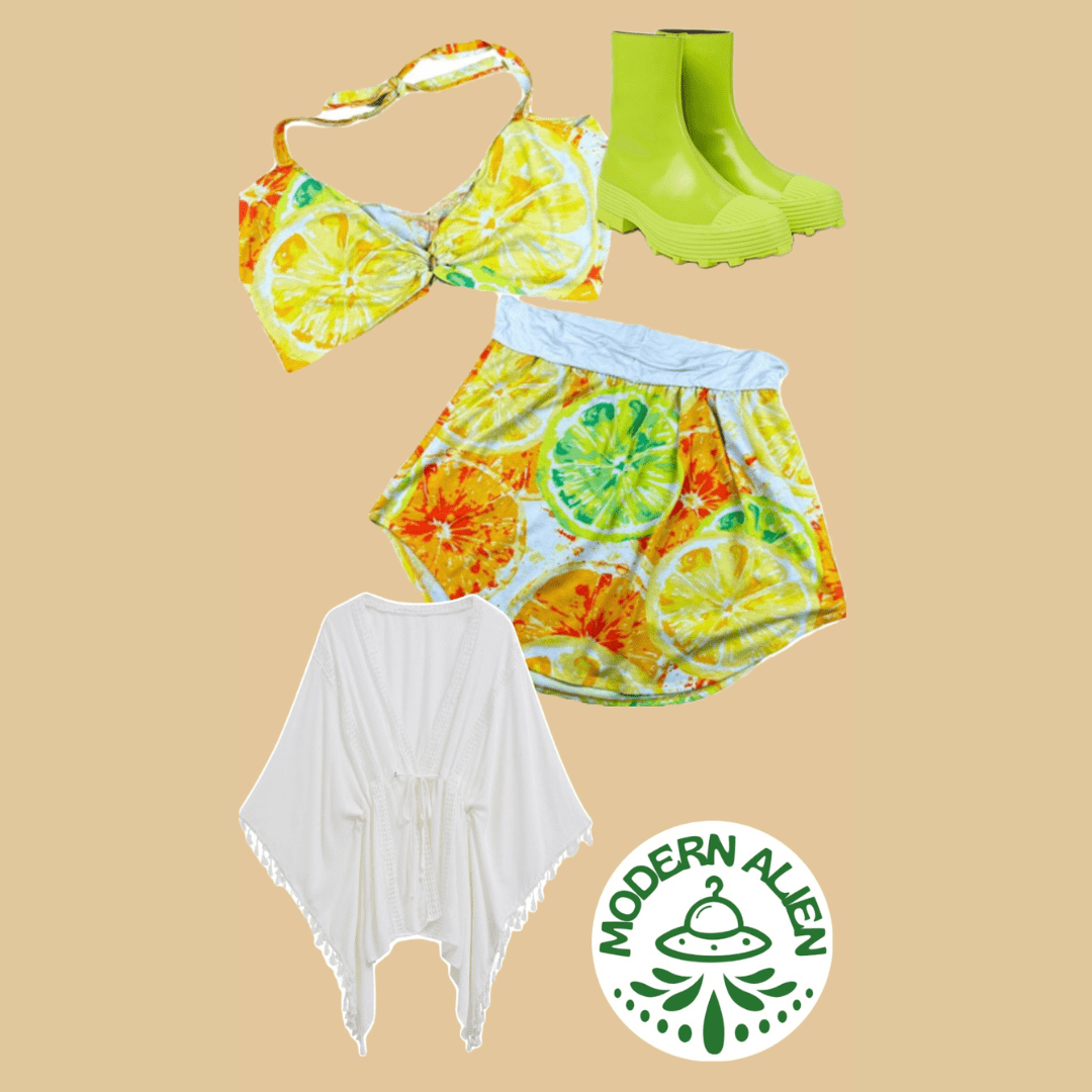 Citrus Two - Piece Set – Handmade & Upcycled - The Modern Alien