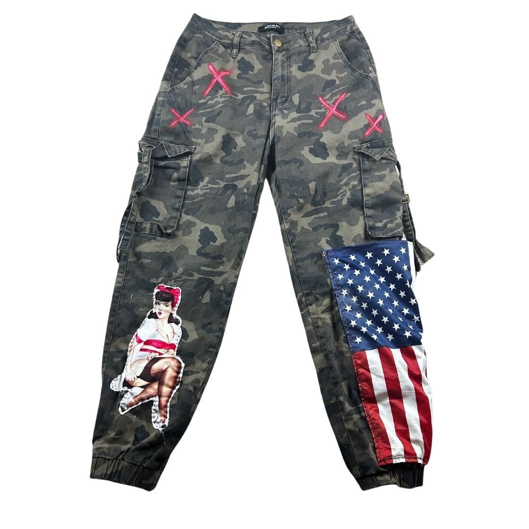 Custom Camo Cargo Pants – Hand - Painted & Patchwork - The Modern Alien