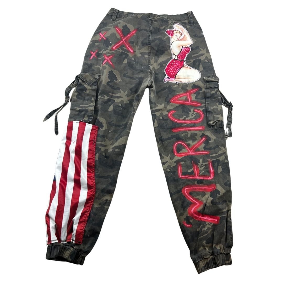 Custom Camo Cargo Pants – Hand - Painted & Patchwork - The Modern Alien