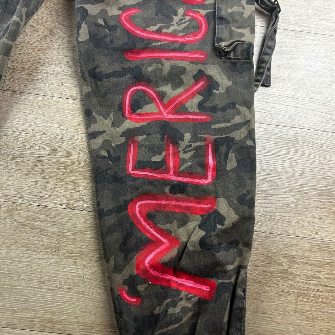 Custom Camo Cargo Pants – Hand - Painted & Patchwork - The Modern Alien