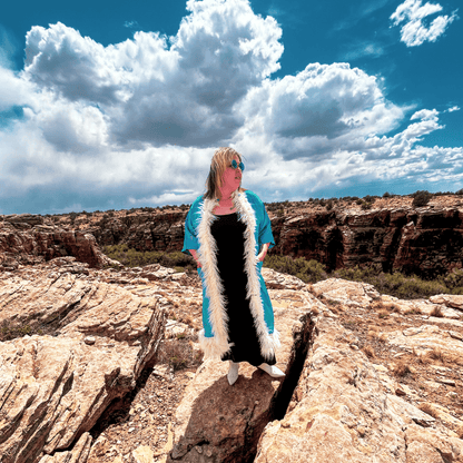 Desert Diva Duster | Handmade from a Robe + Faux Fur Vest - The Modern Alien