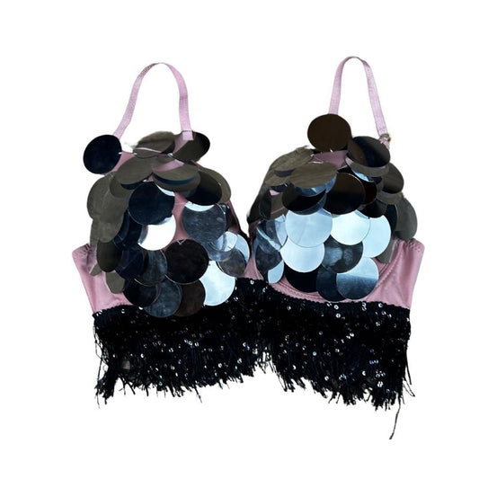 Disco Sequin Fringe Bra – Handmade & One - of - a - Kind - The Modern Alien
