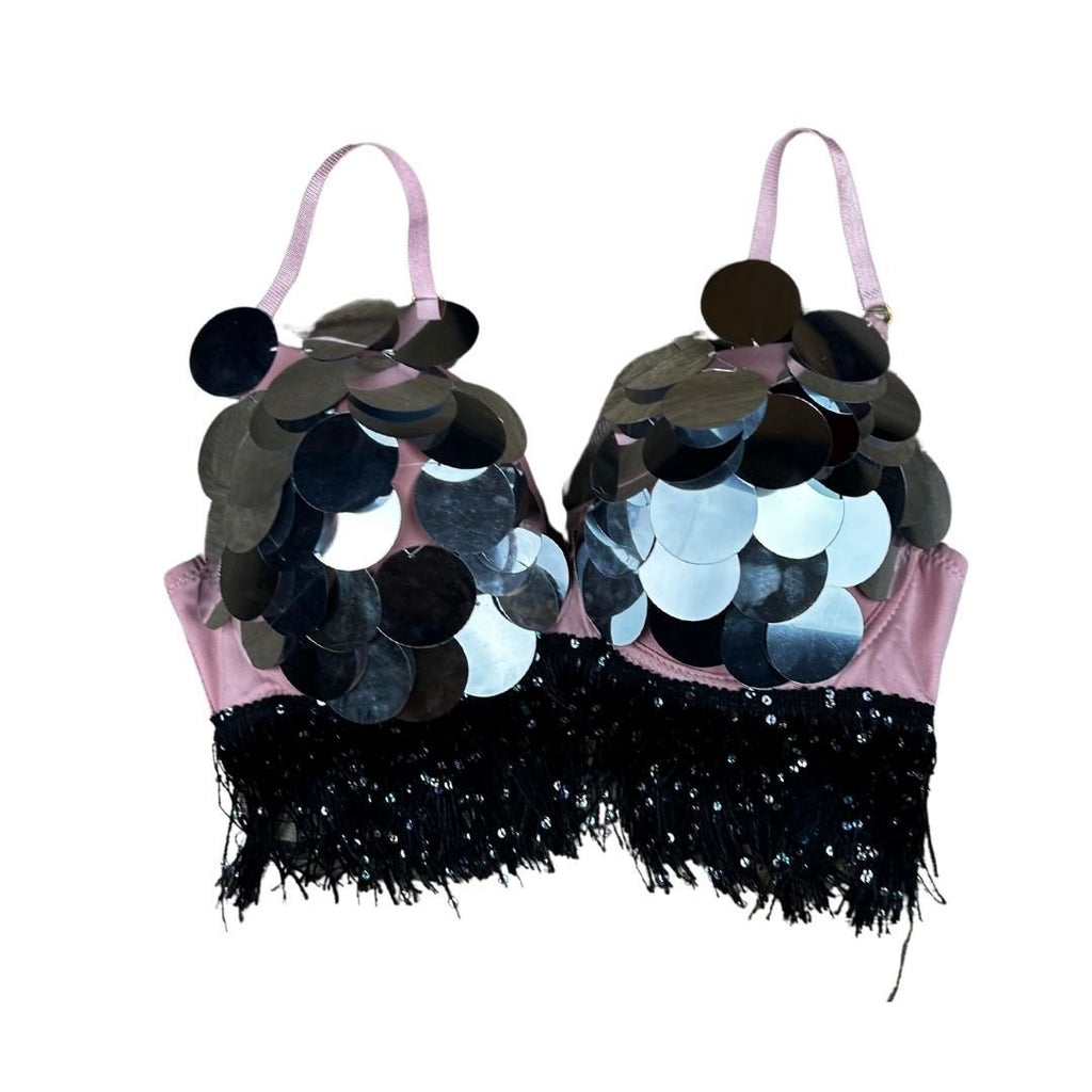 Disco Sequin Fringe Bra – Handmade & One - of - a - Kind - The Modern Alien