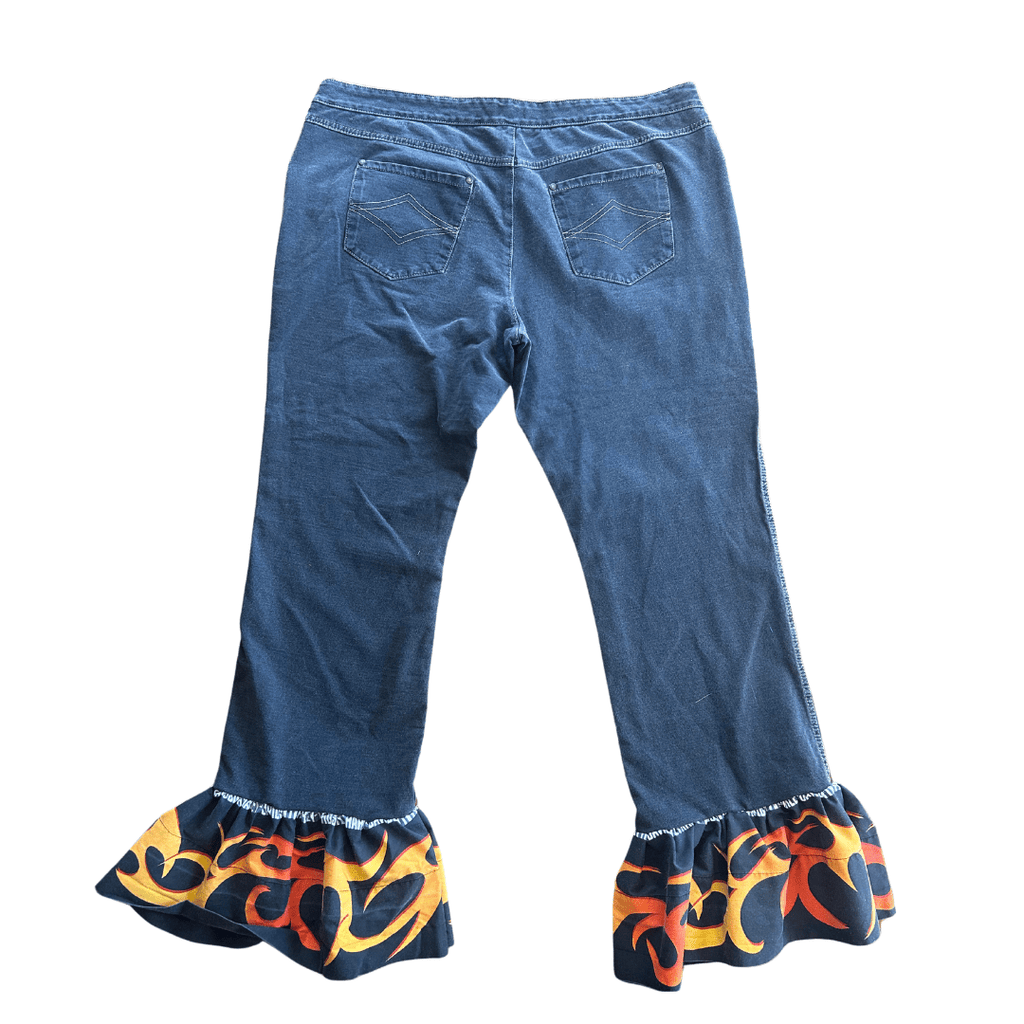 Flame Bell Bottoms + Harley Crop Top Set – Handmade & Upcycled - The Modern Alien