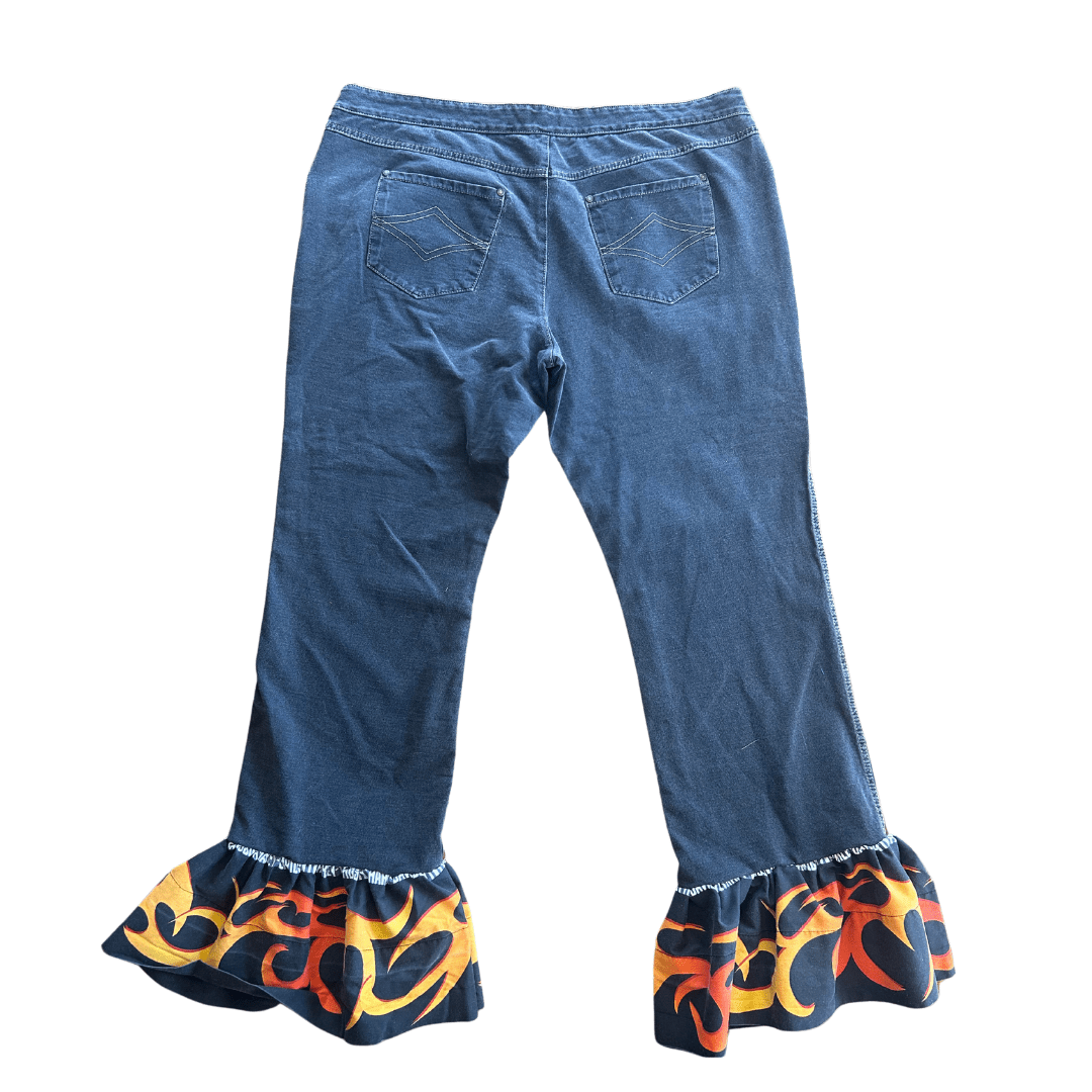 Flame Bell Bottoms + Harley Crop Top Set – Handmade & Upcycled - The Modern Alien