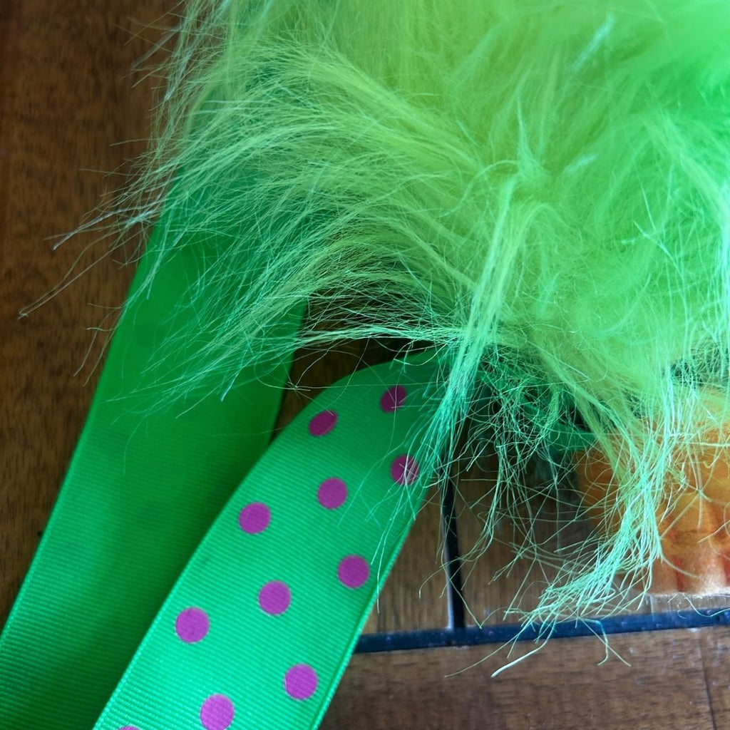 Fuzzy Green Troll Backpack | Upcycled Plush Bag - The Modern Alien