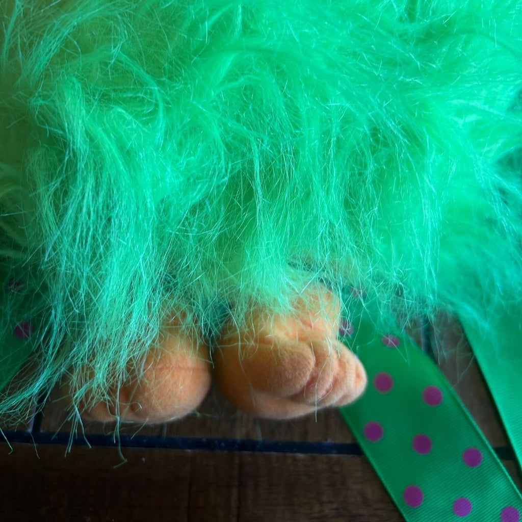Fuzzy Green Troll Backpack | Upcycled Plush Bag - The Modern Alien