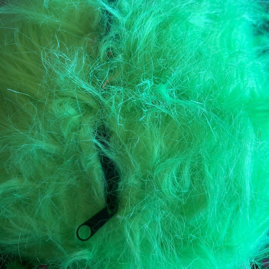 Fuzzy Green Troll Backpack | Upcycled Plush Bag - The Modern Alien