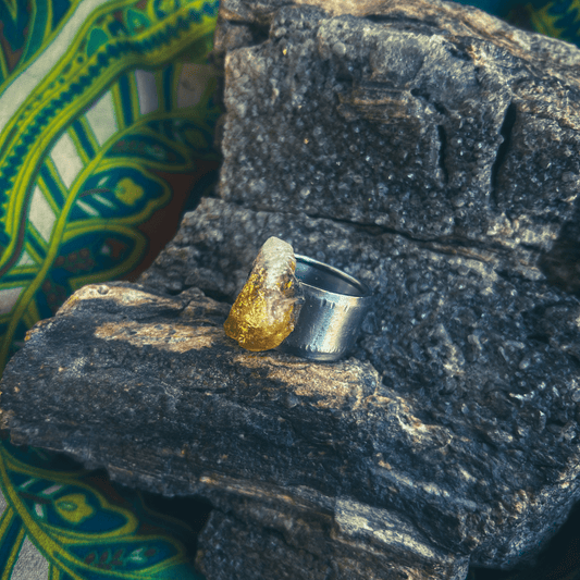 Golden Crystal Spoon Ring – Handmade from Upcycled Silverware - The Modern Alien