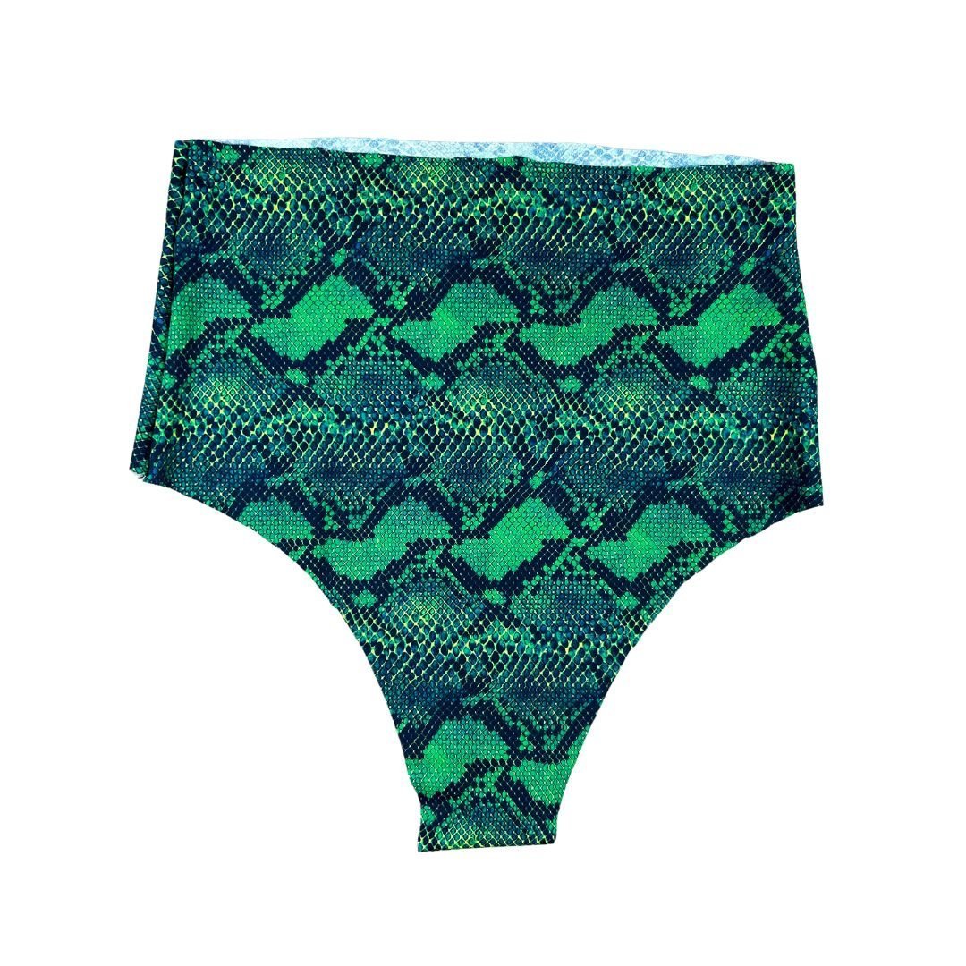 Green Snake Print Thong – High-Waisted & Handmade