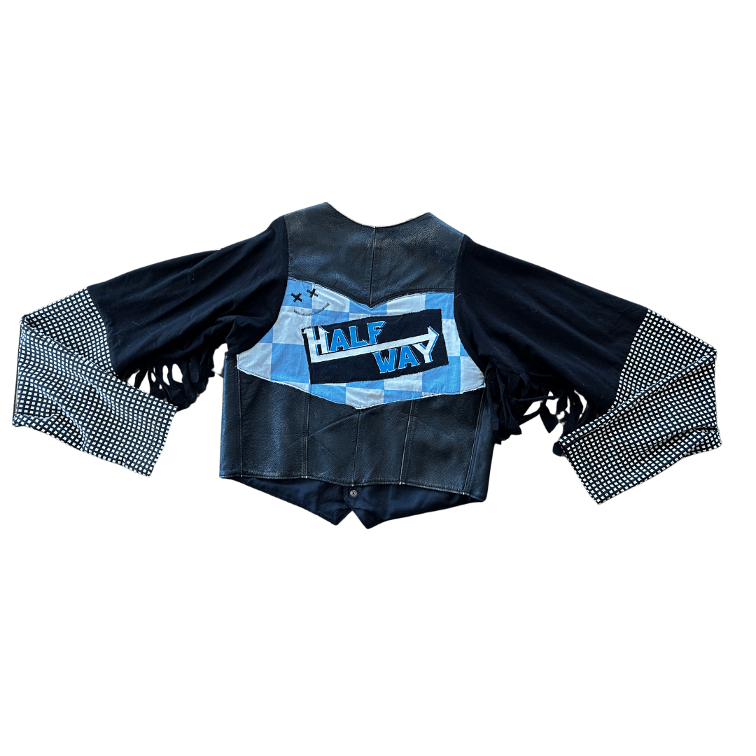 “Halfway There” Reworked Band Tee + Leather Vest Jacket - The Modern Alien