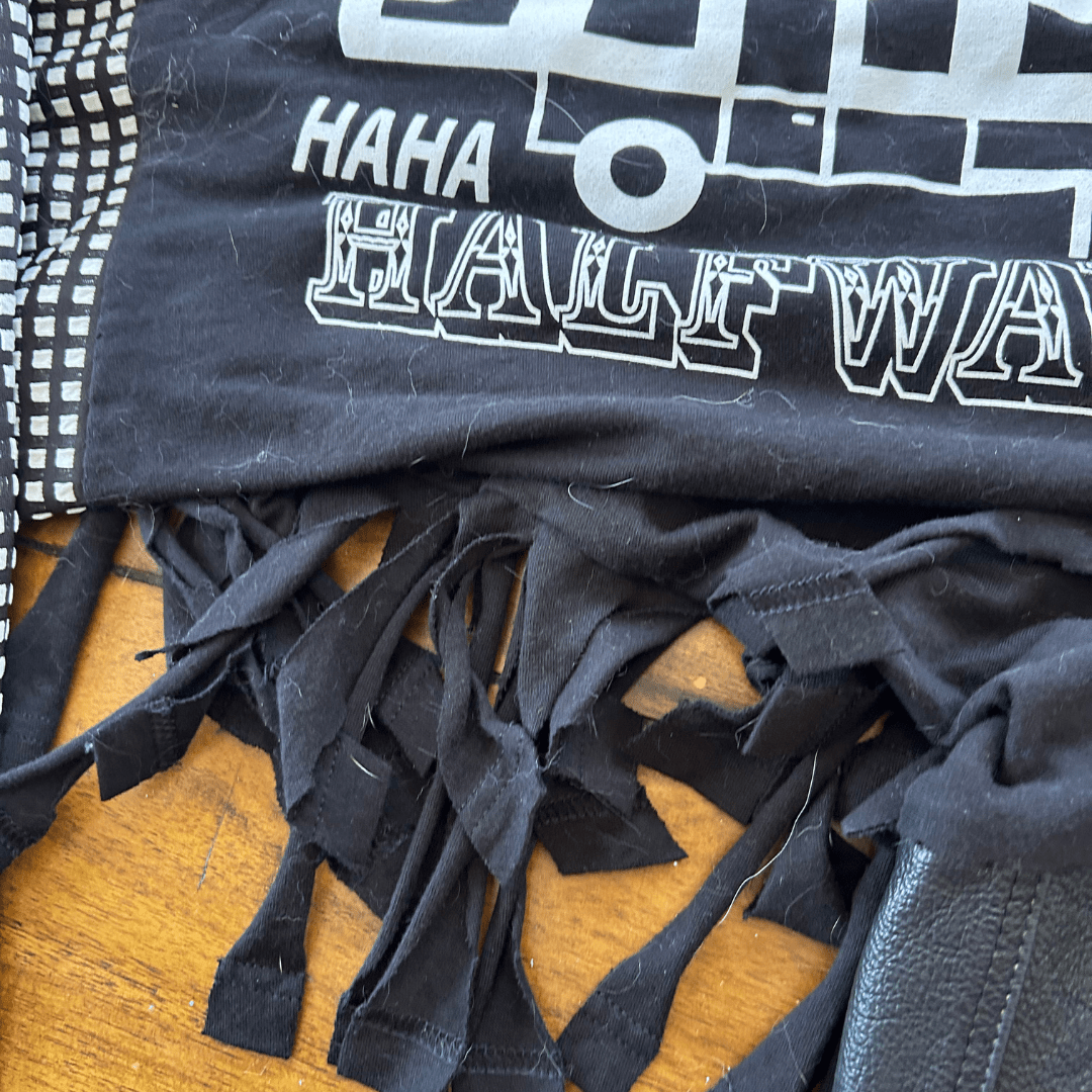 “Halfway There” Reworked Band Tee + Leather Vest Jacket - The Modern Alien
