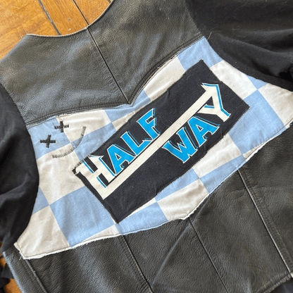 “Halfway There” Reworked Band Tee + Leather Vest Jacket - The Modern Alien