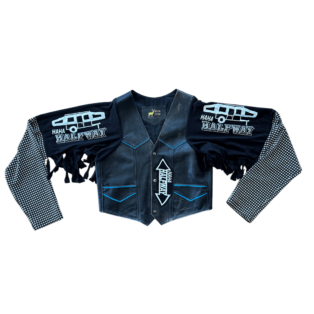 “Halfway There” Reworked Band Tee + Leather Vest Jacket - The Modern Alien