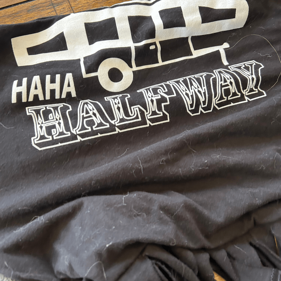 “Halfway There” Reworked Band Tee + Leather Vest Jacket - The Modern Alien