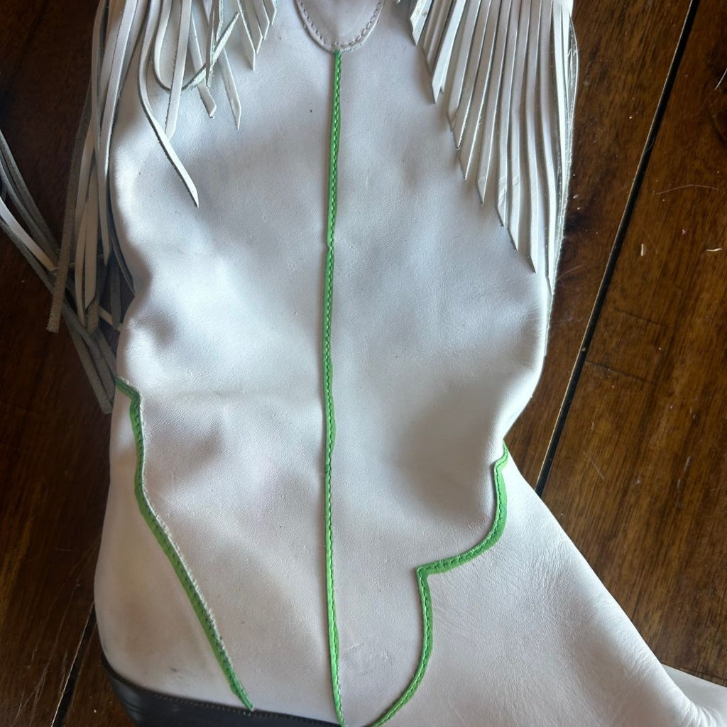 Hand - Painted Fringe Cowboy Boots | Upcycled Western Alien Boots - The Modern Alien