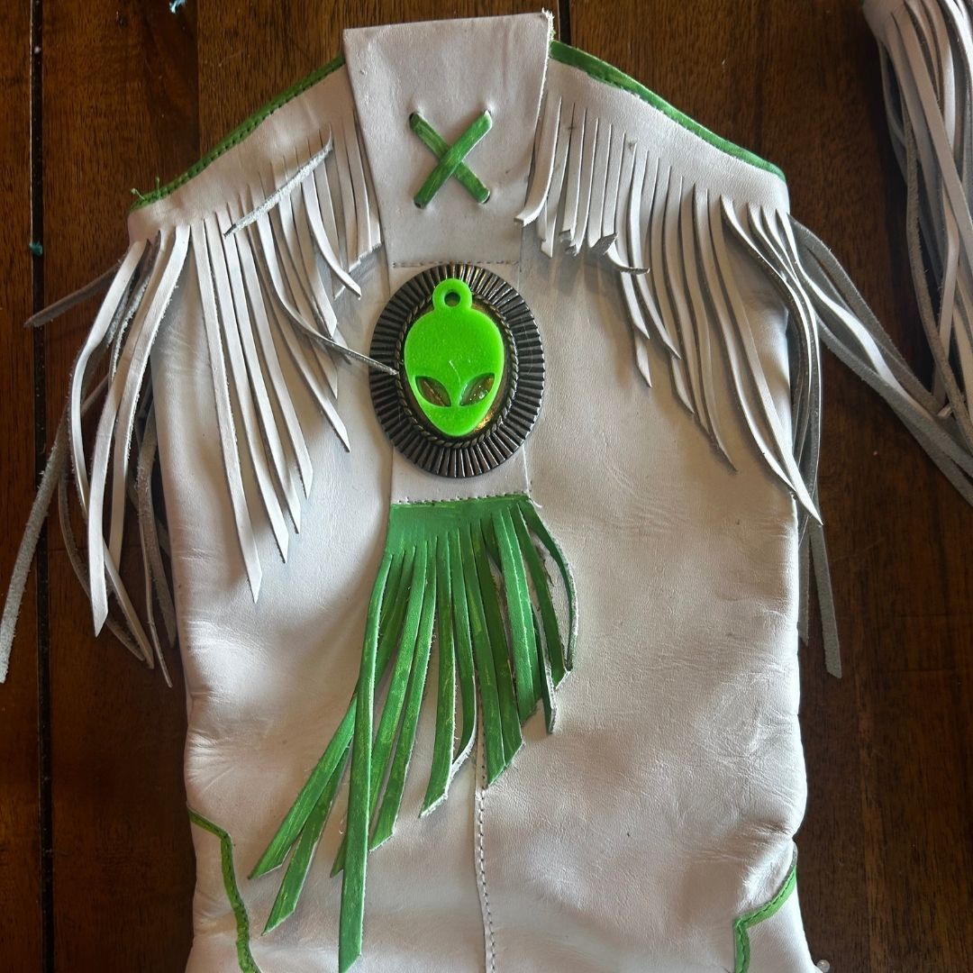 Hand - Painted Fringe Cowboy Boots | Upcycled Western Alien Boots - The Modern Alien