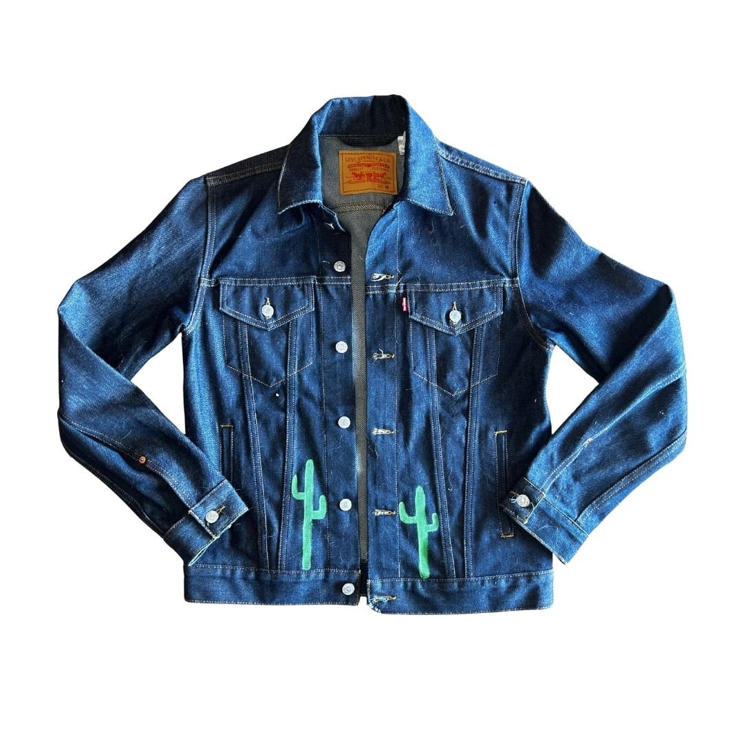 Hand - Painted UFO Denim Jacket – One - of - a - Kind | Handmade in Arizona - The Modern Alien