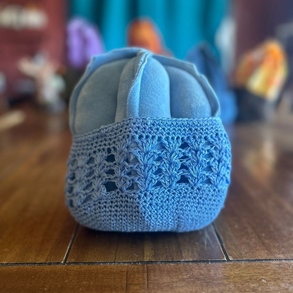 Handmade Blue Fabric Cactus with Crochet Pot | Boho Desert Decor | One - of - a - Kind - The Modern Alien