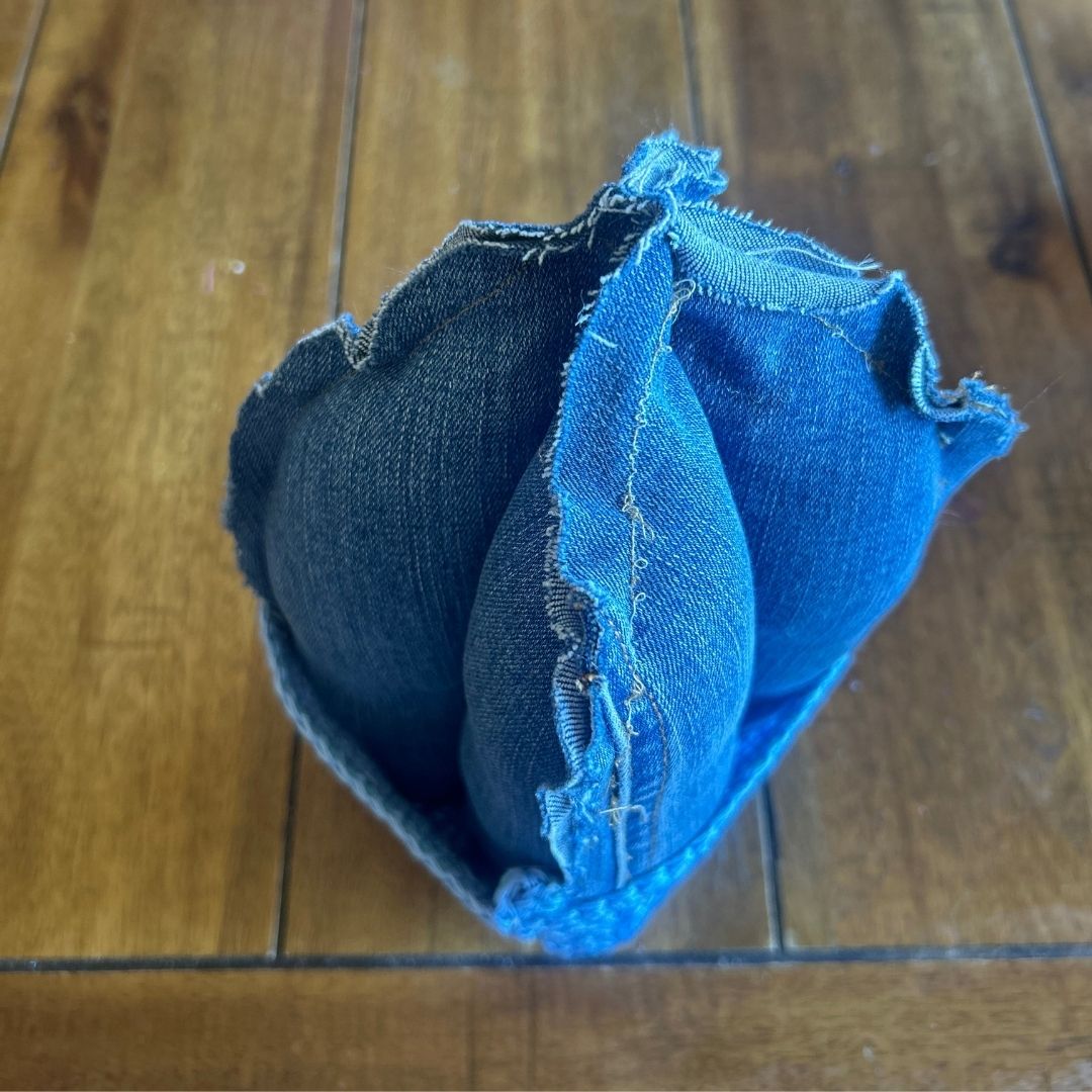 Handmade Denim Fabric Cactus with Crochet Pot | Upcycled Desert Decor | One - of - a - Kind - The Modern Alien