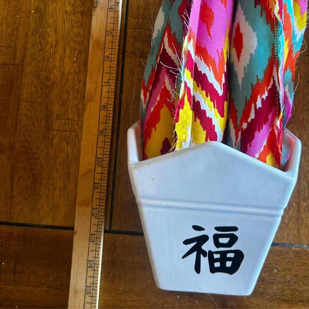 Handmade Fabric Cactus in Ceramic Takeout Vase | Funky Home Decor | One - of - a - Kind - The Modern Alien