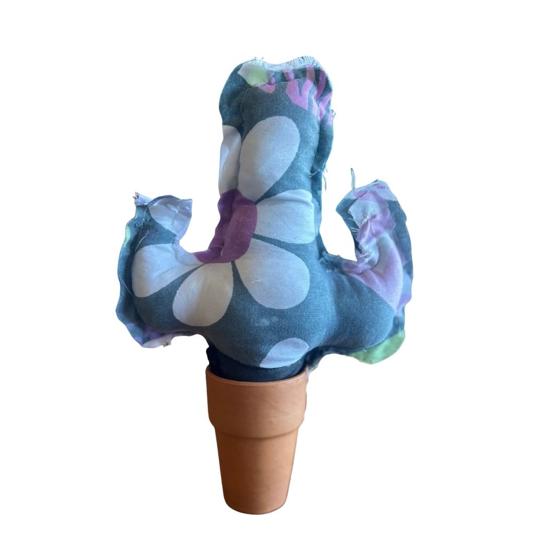 Handmade Fabric Cactus in Mini Clay Pot | Funky Boho Home Decor | One-of-a-Kind